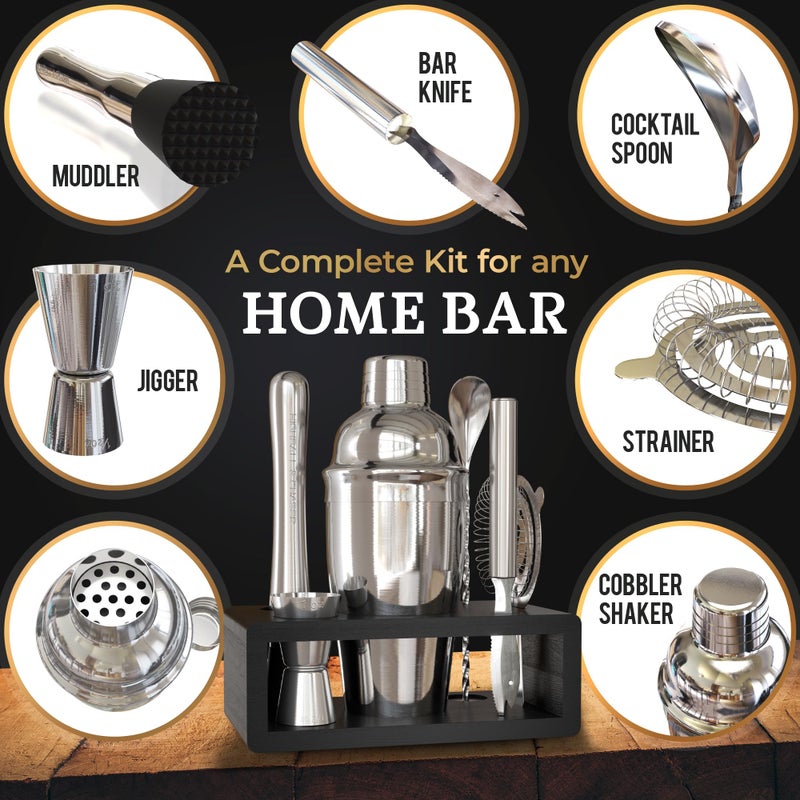 Highball  Chaser Highball & Chaser Cocktail Shaker Set: Bartender Kit for Home Bar Mixology Cocktail Bar Set Plus E-Book with 30 Recipes (Silver) - Image 4